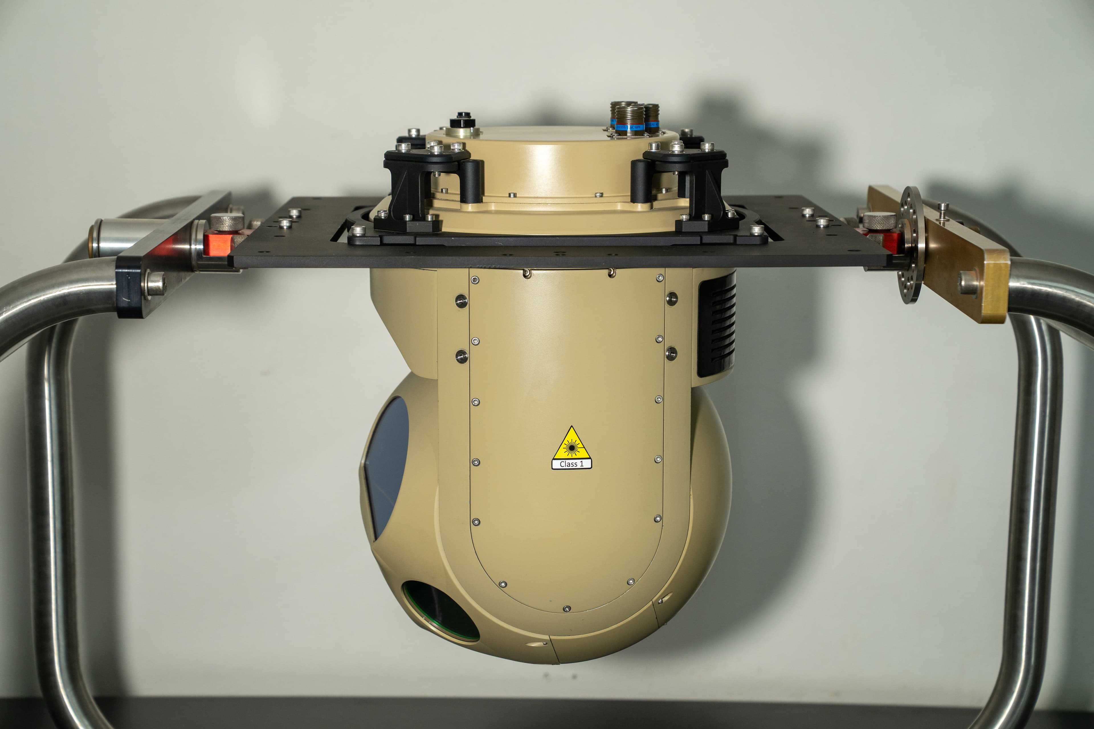 SPA280 surveillance gimbal, mounted on test rig